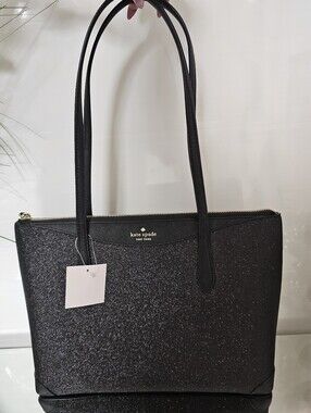 Kate Spade Joeley Lola Black Shimmy Glitter Tote Bag